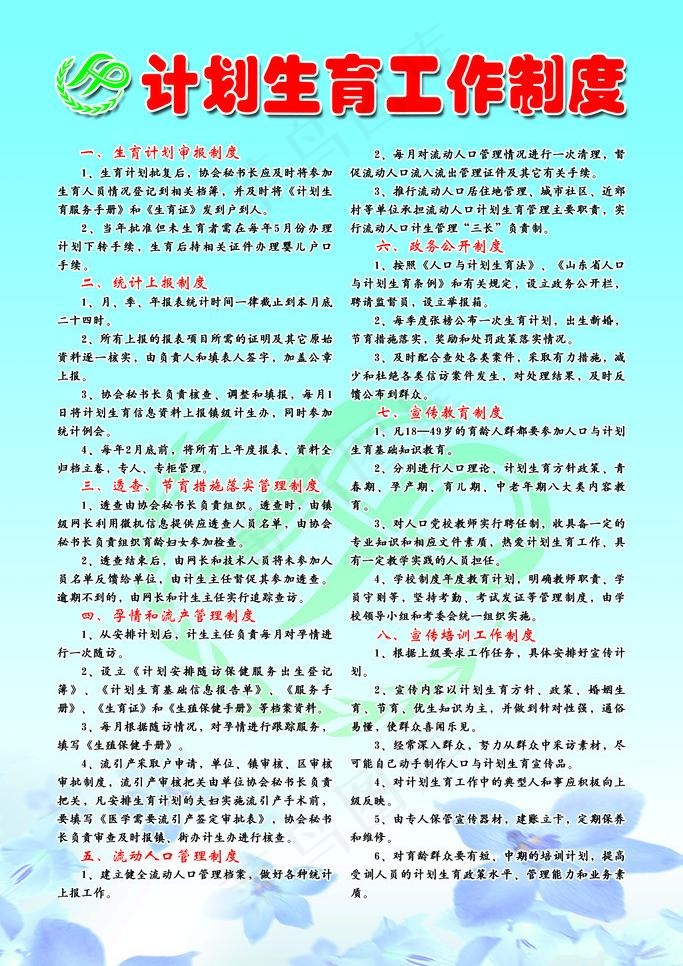 计划生育工作制度图片