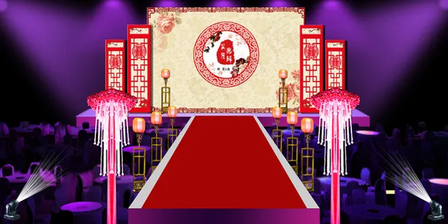 婚礼资料布置图库婚庆背景舞台现场效果图