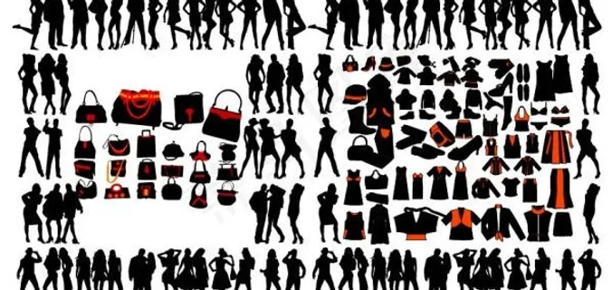 女性与衣服矢量素材