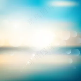 阳光蓝天湖水梦幻矢量背景含psd