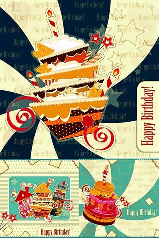 精美卡通生日卡片矢量素材