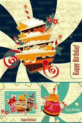 精美卡通生日卡片矢量素材