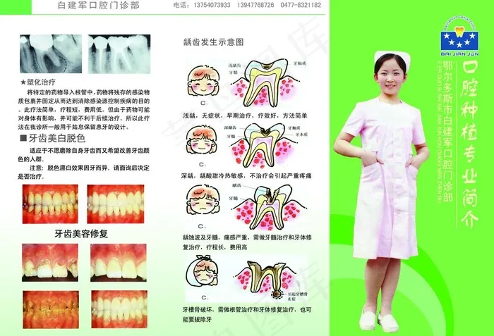 口腔诊所三折页图片psd模版下载