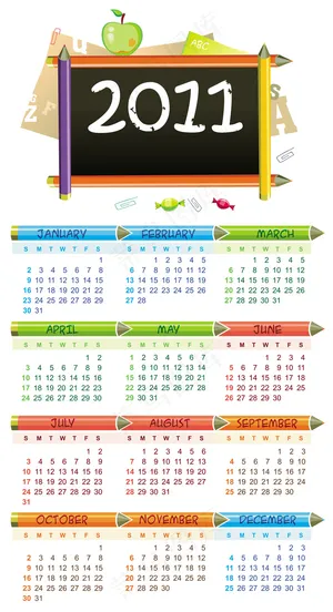 2011年卡通日历矢量素材