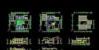 两层园林式徽派办公楼建筑图