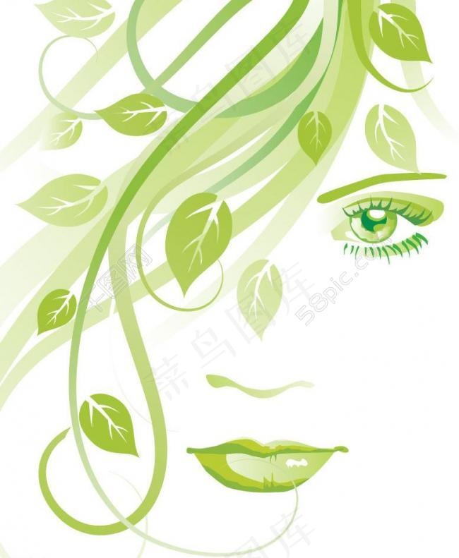 春天美女花纹图片