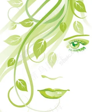 春天美女花纹图片