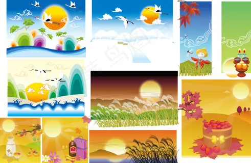 秋冬白鹤矢量素材