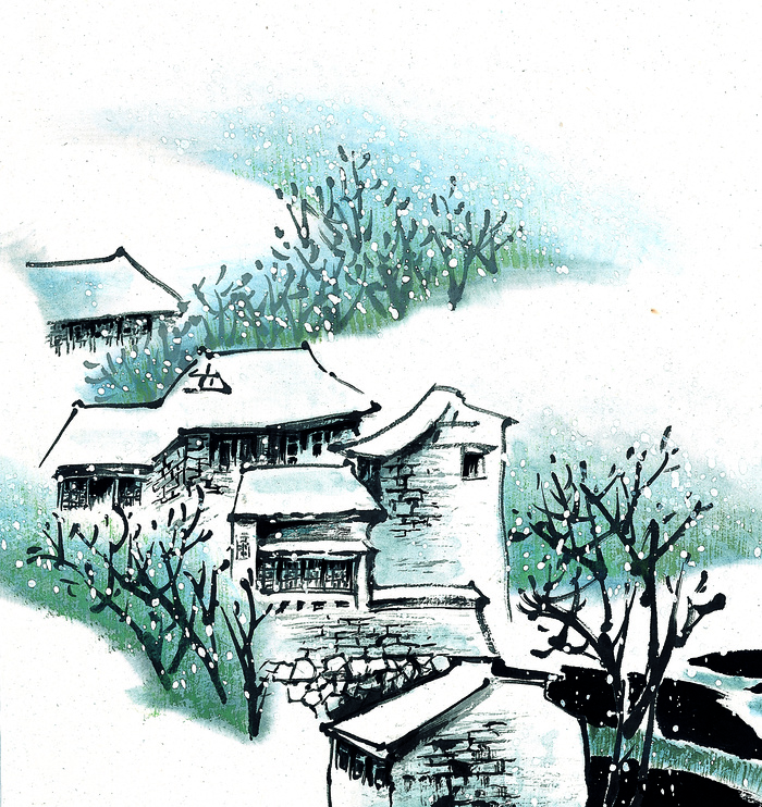 梦幻江南水乡冬季