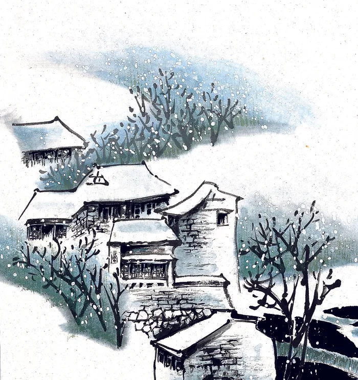 梦幻江南水乡冬季