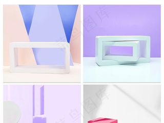 清新几何立体场景女鞋电商淘宝主图背...