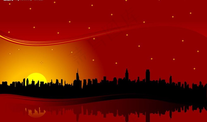 夜幕城市图片ai矢量模版下载