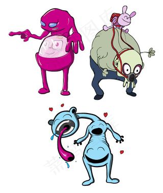 潮流卡通小怪物矢量图