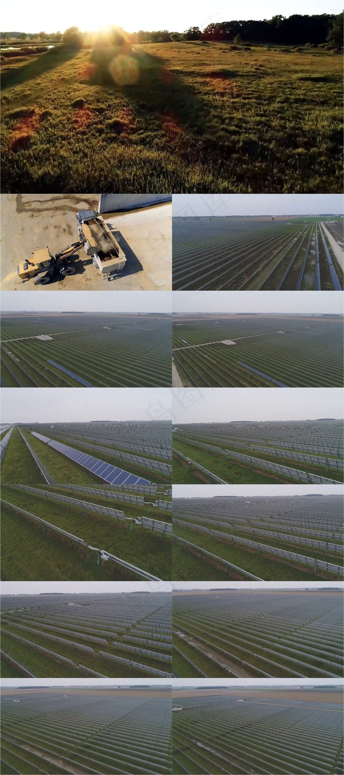 农业收割工业太阳能农场视频合辑素材