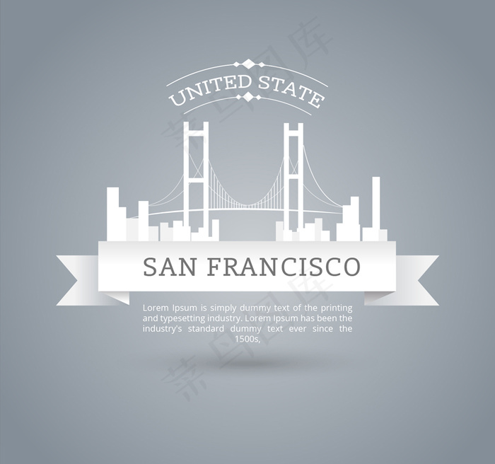 旧金山金门大桥标签矢量图
