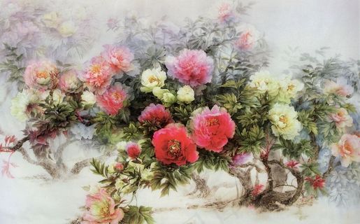 国画五颜六色花卉图 国画五颜六色花卉图