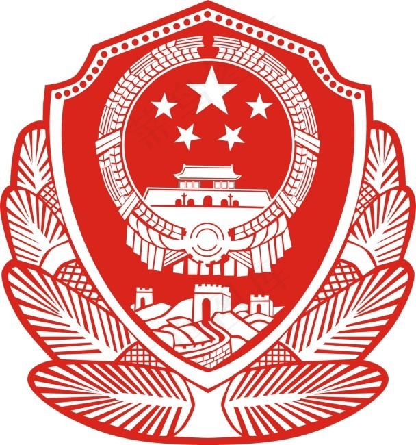 中华人民武警警徽cdr矢量模版下载