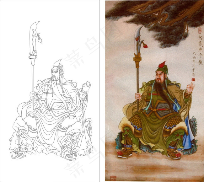 关羽艺术玻璃屏风玄关cdr矢量模版下载