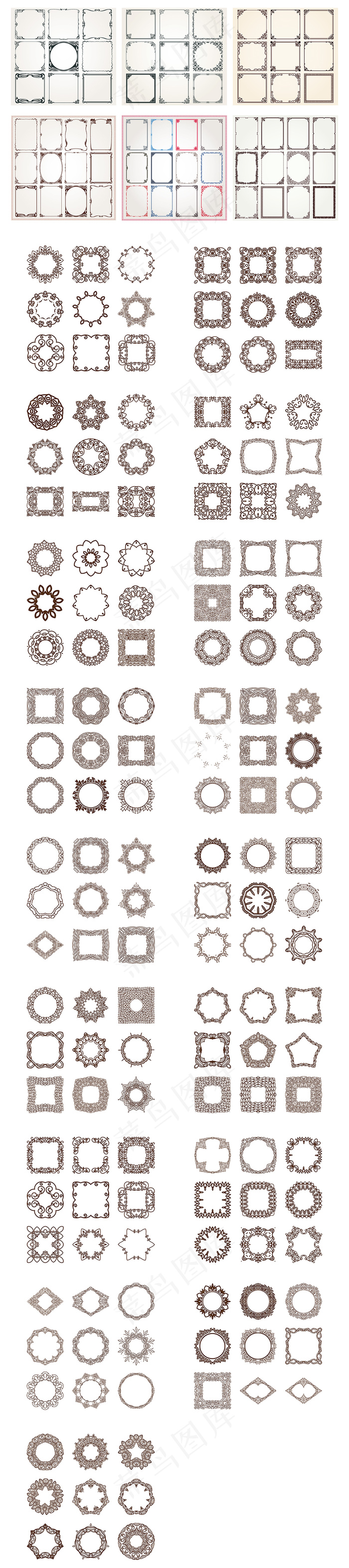 2017中式欧式边框像框集合(100X100)eps,ai矢量模版下载