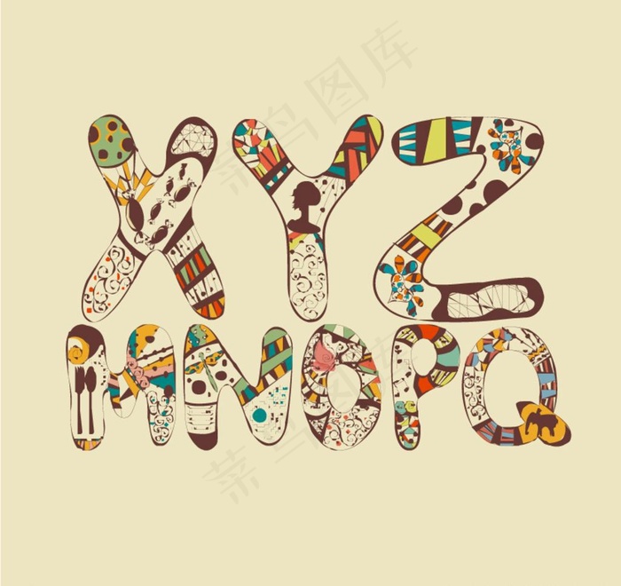 儿童形象字体可爱字母