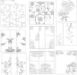 移门磨砂玻璃创意花纹图片