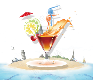 夏季冷饮柠檬奶茶果汁饮品饮料png...