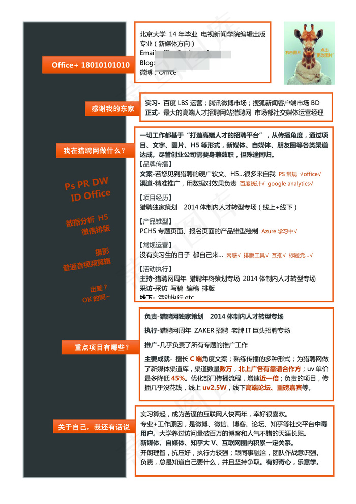 创意时尚简历