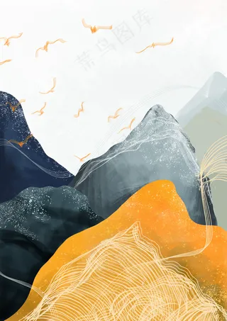 现代简约大气抽象山水装饰画