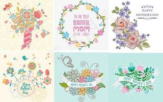 母亲节花卉贺卡矢量素材 AI