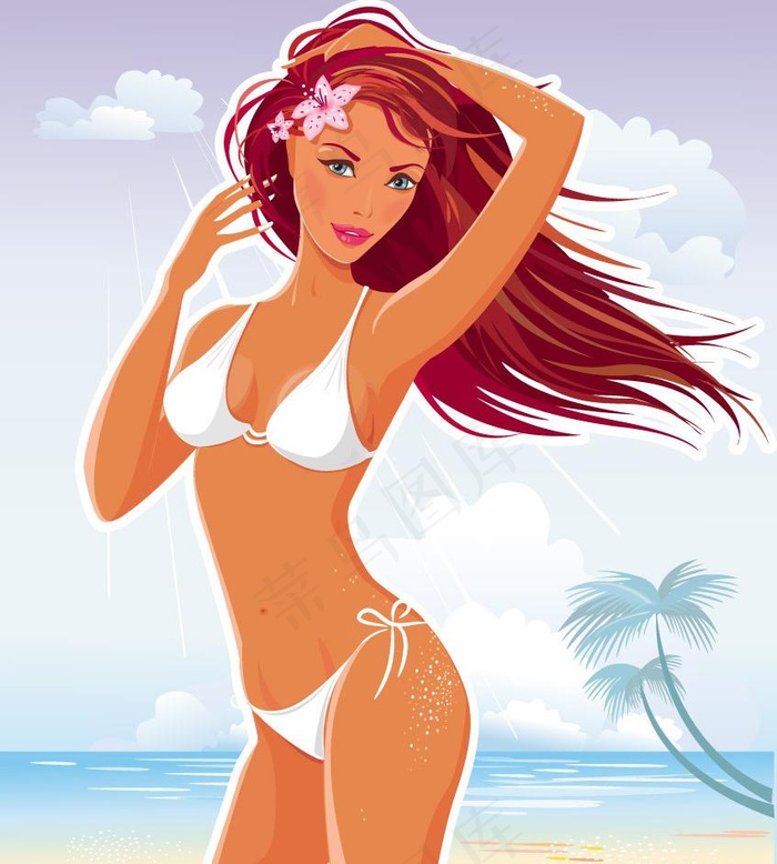 沙滩性感美女图片