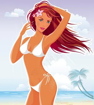 沙滩性感美女图片