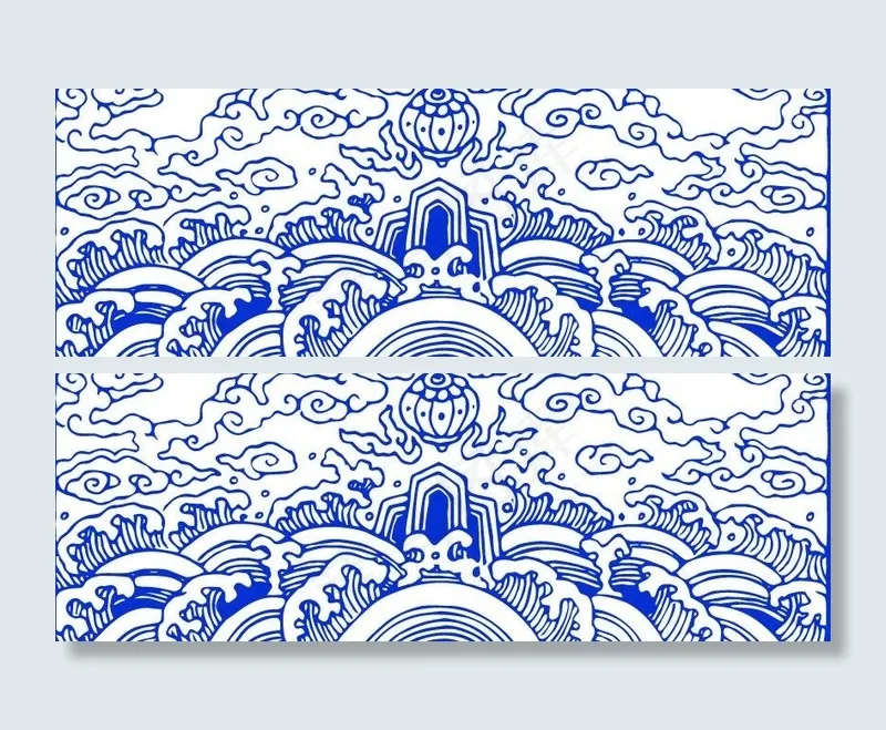 青花瓷图案 云纹 水纹ai矢量模版下载
