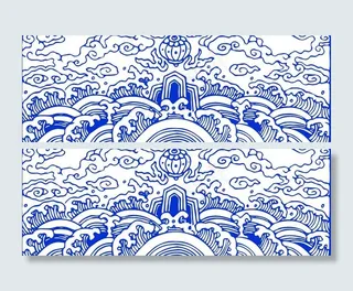 青花瓷图案 云纹 水纹
