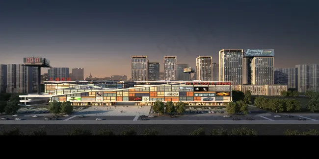 购物中心建筑效果图(3472X1736(DPI:50))psd模版下载