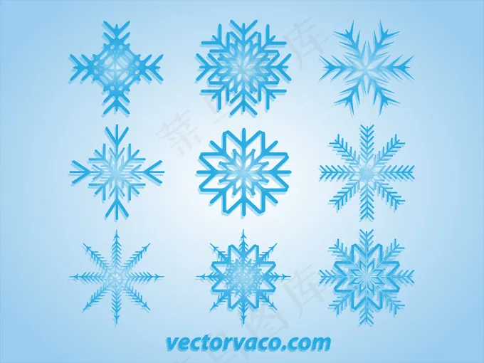 雪花矢量集向量ai矢量模版下载