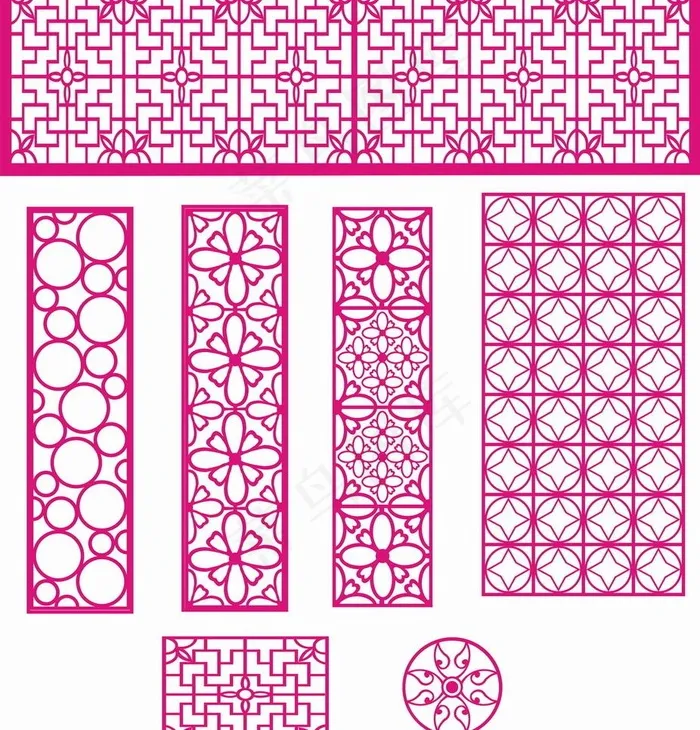 镂空图案 花格雕刻图cdr矢量模版下载