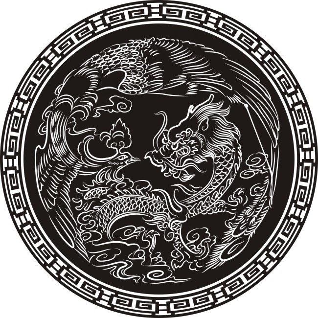 龙底纹 花边框素材下载