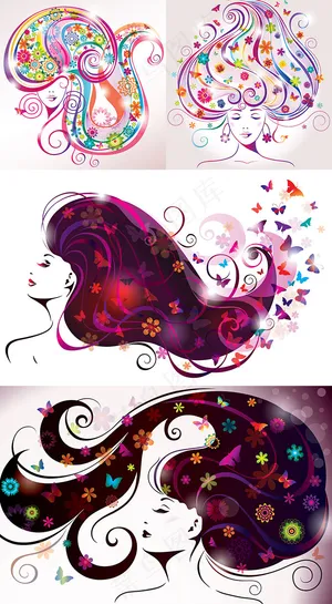 时尚美女头像矢量素材