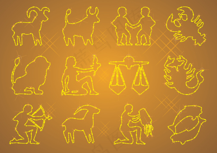 12星座插画矢量素材ai矢量模版下载