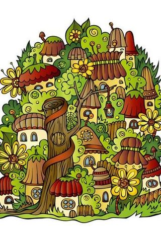 卡通蘑菇房子矢量素材