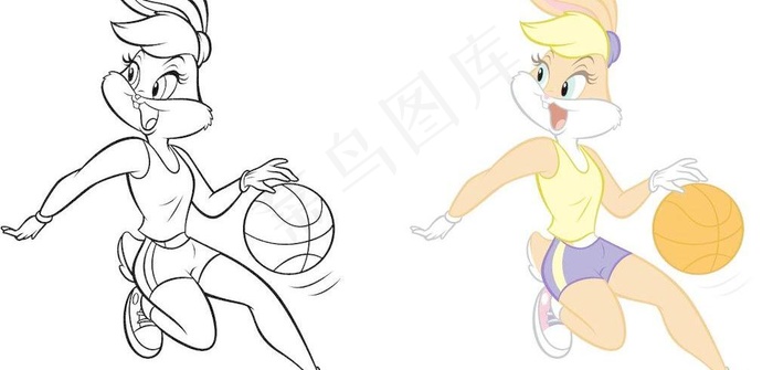 蓝球卡通动物图片