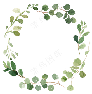 水彩花环手绘效果素材