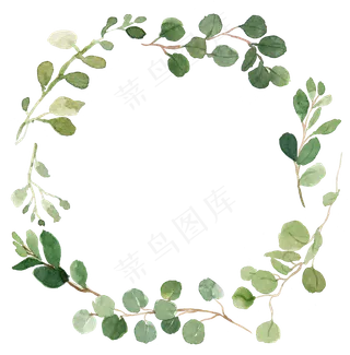 水彩花环手绘效果素材