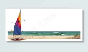 沙滩帆船图片