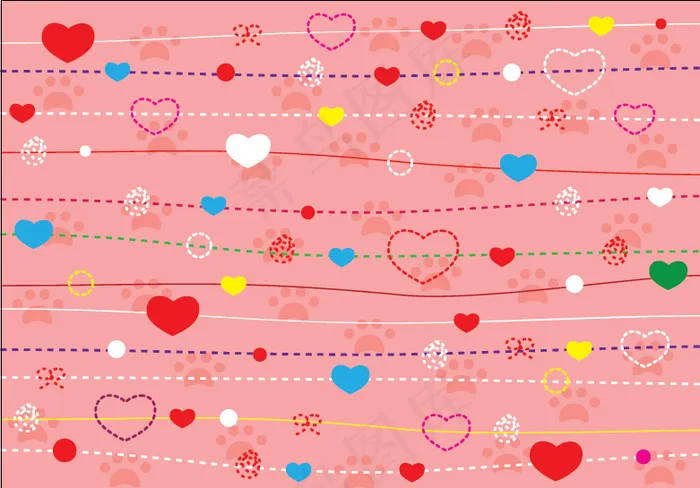 可爱心形花纹矢量ai矢量模版下载