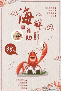 海鲜自助美食促销海报