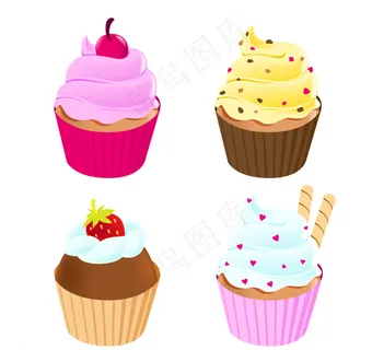 美味纸杯蛋糕矢量素材图片
