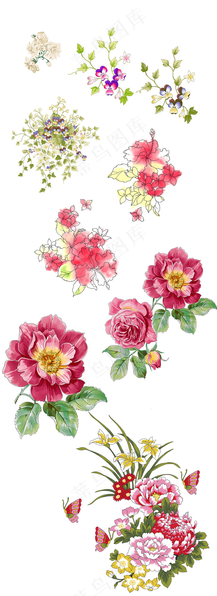 唯美手绘花朵免抠图素材