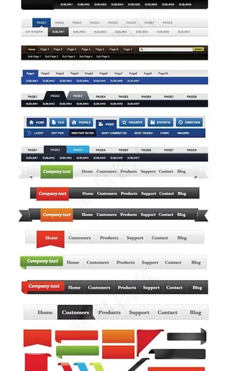 网页菜单导航标签矢量素材