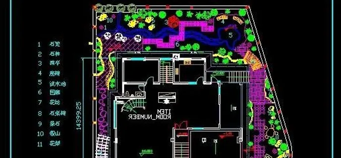 别墅庭院景观绿化平面图 别墅庭院景观绿化平面图
